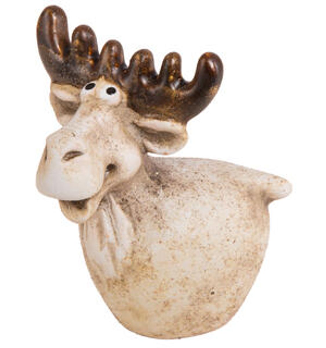 Sittende elg krem/brun 6x8,5 cm