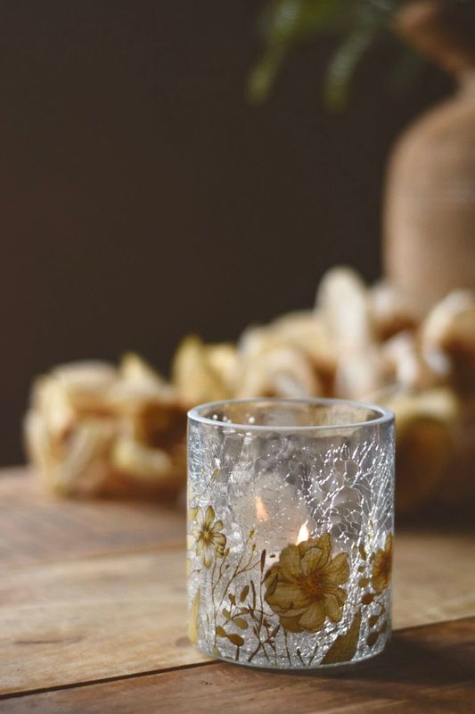Lysglass krakelert blomster