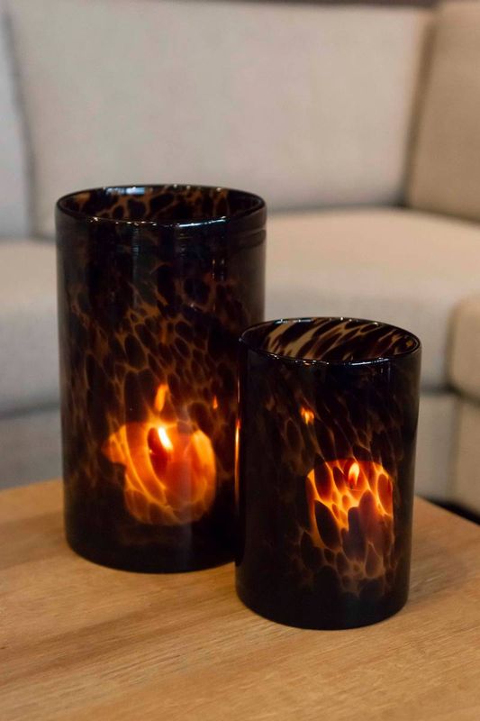 Leopard glasslykt/vase liten