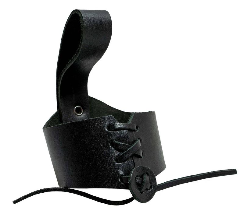 Vikinghorn holder i sort skinn