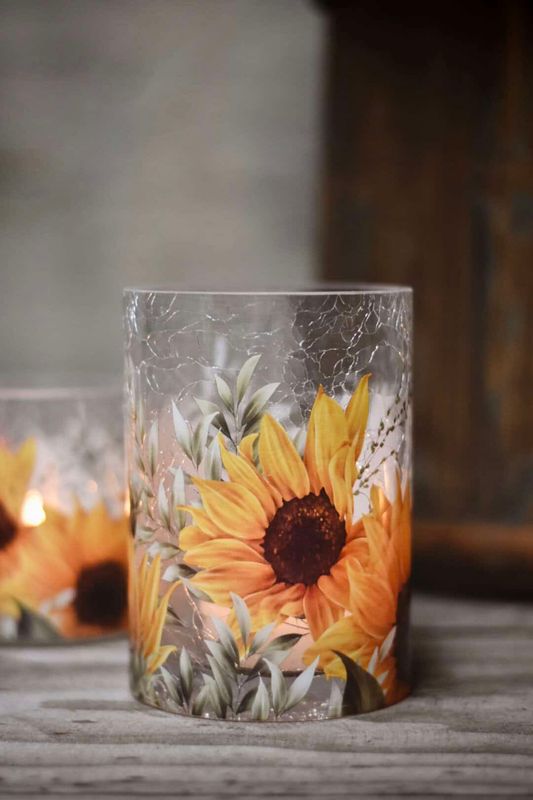 Krakelert Lysglass solsikke