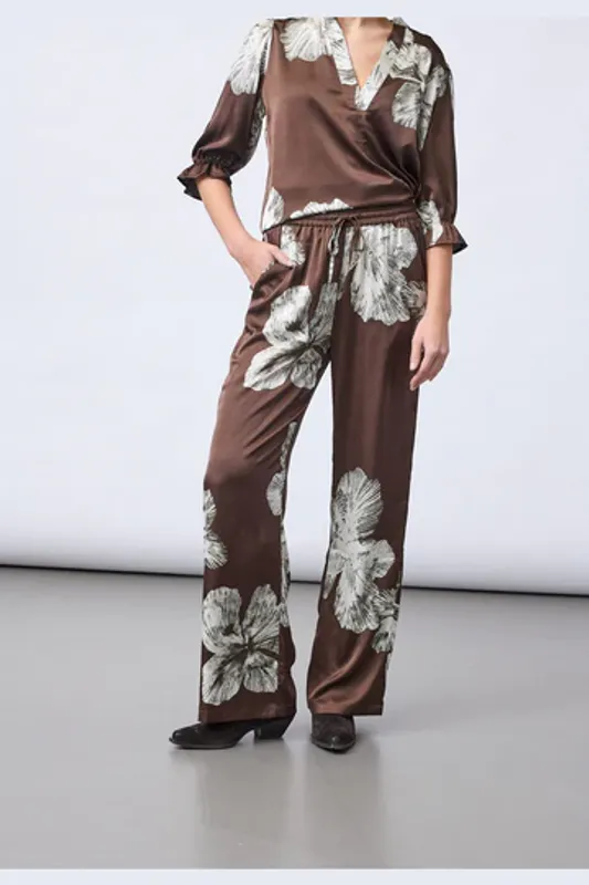 Ella pant, brown flower 