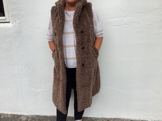Hovedbilde Curly fur vest long, earth