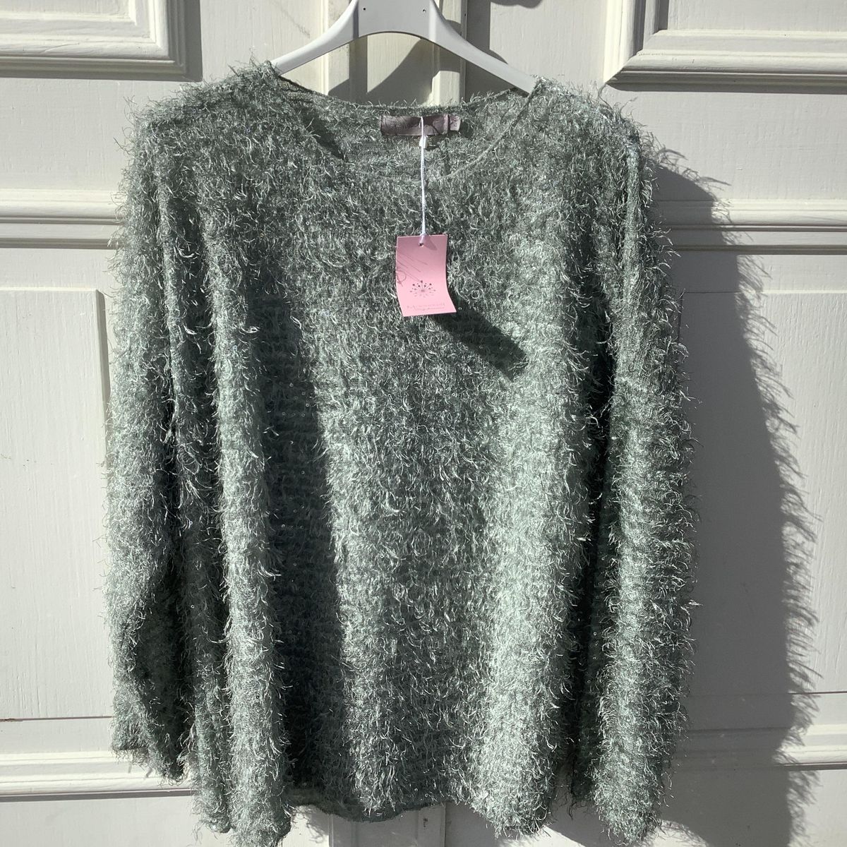 Plys pailet sweater, salvie